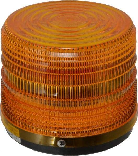 Federal Signal Corp - 24 VDC, 3R NEMA Rated, Strobe Tube, Amber, Strobe Light - 80 Flashes per min, 5-1/2 Inch Diameter, 5-1/16 Inch High, IP66 Ingress Rating, Surface Mount - A1 Tooling