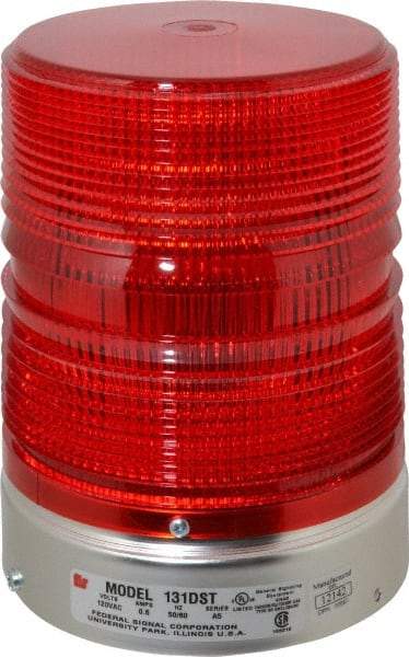 Federal Signal Corp - 120 VAC, 3R NEMA Rated, Strobe Tube, Red, Double Flash Strobe Light - 80 Flashes per min, 1/2 Inch Pipe, 5-11/16 Inch Diameter, 8-1/2 Inch High, IP45 Ingress Rating, Pipe Mount - A1 Tooling