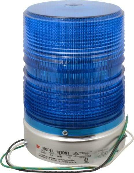 Federal Signal Corp - 120 VAC, 3R NEMA Rated, Strobe Tube, Blue, Double Flash Strobe Light - 80 Flashes per min, 1/2 Inch Pipe, 5-11/16 Inch Diameter, 8-1/2 Inch High, IP45 Ingress Rating, Pipe Mount - A1 Tooling