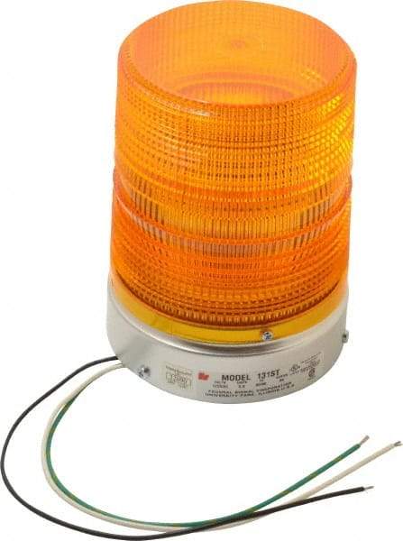 Federal Signal Corp - 120 VAC, 3R NEMA Rated, Strobe Tube, Amber, Single Flash Strobe Light - 80 Flashes per min, 1/2 Inch Pipe, 5.7 Inch Diameter, 8-1/2 Inch High, IP45 Ingress Rating, Pipe Mount - A1 Tooling