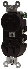 Hubbell Wiring Device-Kellems - 125 VAC, 15 Amp, 5-15R NEMA Configuration, Brown, Specification Grade, Self Grounding Duplex Receptacle - 1 Phase, 2 Poles, 3 Wire, Flush Mount - A1 Tooling