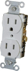 Hubbell Wiring Device-Kellems - 125 VAC, 15 Amp, 5-15R NEMA Configuration, White, Specification Grade, Self Grounding Duplex Receptacle - 1 Phase, 2 Poles, 3 Wire, Flush Mount - A1 Tooling