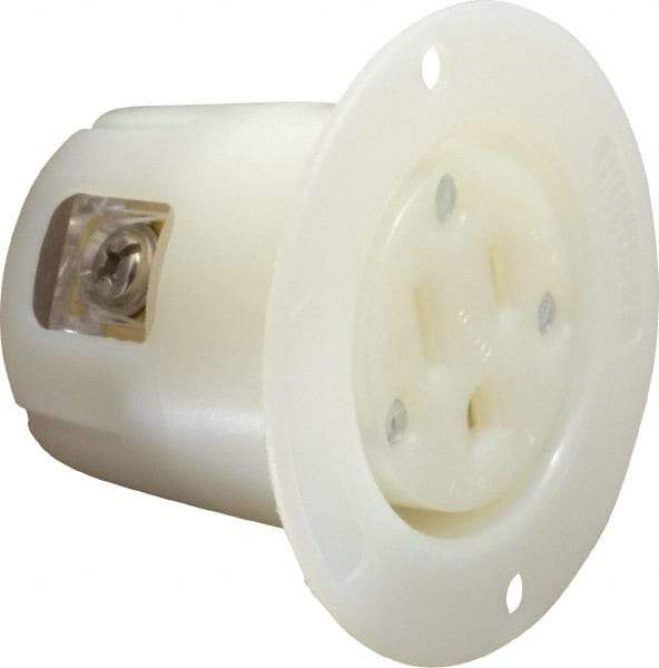 Hubbell Wiring Device-Kellems - 125 VAC, 20 Amp, 5-20R NEMA Configuration, White, Industrial Grade, Self Grounding Single Receptacle - 1 Phase, 2 Poles, 3 Wire, Flush Mount - A1 Tooling