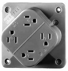 Hubbell Wiring Device-Kellems - 125 VAC, 15 Amp, 5-15R NEMA Configuration, Brown, Hospital Grade, Self Grounding Fourplex Receptacle - 1 Phase, 2 Poles, 3 Wire, Flush Mount, Impact Resistant - A1 Tooling