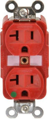 Hubbell Wiring Device-Kellems - 125 VAC, 20 Amp, 5-20R NEMA Configuration, Red, Hospital Grade, Self Grounding Duplex Receptacle - 1 Phase, 2 Poles, 3 Wire, Flush Mount, Tamper Resistant - A1 Tooling