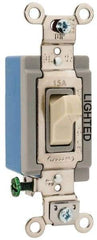 Hubbell Wiring Device-Kellems - 1 Pole, 120 to 277 VAC, 15 Amp, Residential Grade, Toggle, Wall and Dimmer Light Switch - 1-5/16 Inch Wide x 4-1/16 Inch High - A1 Tooling