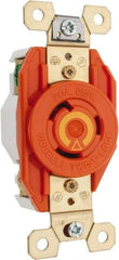 Hubbell Wiring Device-Kellems - 125 VAC, 20 Amp, 5-20R NEMA Configuration, Orange, Industrial Grade, Isolated Ground Single Receptacle - 1 Phase, 2 Poles, 3 Wire, Flush Mount - A1 Tooling