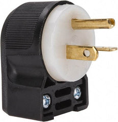 Hubbell Wiring Device-Kellems - 250 VAC, 20 Amp, 6-20P NEMA, Angled, Self Grounding, Commercial, Industrial Grade Plug - 2 Pole, 3 Wire, 1 Phase, 2 hp, Nylon, Black, White - A1 Tooling