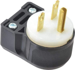 Hubbell Wiring Device-Kellems - 250 VAC, 15 Amp, 6-15P NEMA, Angled, Self Grounding, Commercial, Industrial Grade Plug - 2 Pole, 3 Wire, 1 Phase, 1-1/2 hp, Nylon, Black, White - A1 Tooling