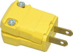 Hubbell Wiring Device-Kellems - 125 VAC, 15 Amp, 1-15P NEMA, Valise, Ungrounded, Commercial, Industrial Grade Plug - 2 Pole, 2 Wire, 1 Phase, 1/2 hp, Nylon, Yellow - A1 Tooling