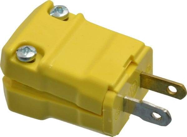 Hubbell Wiring Device-Kellems - 125 VAC, 15 Amp, 1-15P NEMA, Valise, Ungrounded, Commercial, Industrial Grade Plug - 2 Pole, 2 Wire, 1 Phase, 1/2 hp, Nylon, Yellow - A1 Tooling