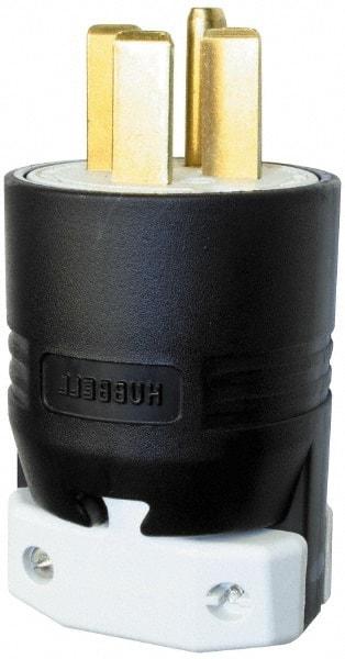 Hubbell Wiring Device-Kellems - 250 VAC, 30 Amp, 15-30P NEMA, Straight, Self Grounding, Commercial, Industrial Grade Plug - 3 Pole, 4 Wire, 3 Phase, 3 hp, Nylon, Black, White - A1 Tooling