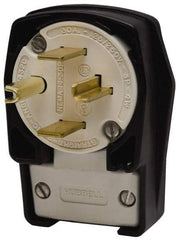 Hubbell Wiring Device-Kellems - 250 VAC, 30 Amp, 15-30P NEMA, Angled, Self Grounding, Commercial, Industrial Grade Plug - 3 Pole, 4 Wire, 3 Phase, 3 hp, Nylon, Black, White - A1 Tooling