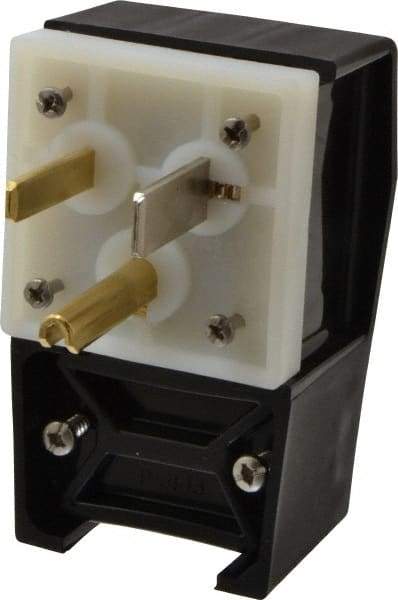 Hubbell Wiring Device-Kellems - 125 VAC, 50 Amp, 5-50P NEMA, Angled, Self Grounding, Commercial, Industrial Grade Plug - 2 Pole, 3 Wire, 1 Phase, 2 hp, Nylon, Black, White - A1 Tooling