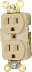 Hubbell Wiring Device-Kellems - 125 VAC, 15 Amp, 5-15R NEMA Configuration, Ivory, Specification Grade, Self Grounding Duplex Receptacle - 1 Phase, 2 Poles, 3 Wire, Flush Mount, Corrosion, Heat and Impact Resistant - A1 Tooling