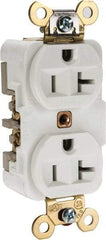 Hubbell Wiring Device-Kellems - 125 VAC, 20 Amp, 5-20R NEMA Configuration, White, Specification Grade, Self Grounding Duplex Receptacle - 1 Phase, 2 Poles, 3 Wire, Flush Mount, Corrosion, Heat and Impact Resistant - A1 Tooling