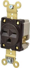 Hubbell Wiring Device-Kellems - 250 VAC, 15 Amp, 6-15R NEMA Configuration, Brown, Specification Grade, Self Grounding Single Receptacle - 1 Phase, 2 Poles, 3 Wire, Flush Mount - A1 Tooling