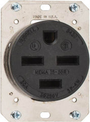 Hubbell Wiring Device-Kellems - 250 VAC, 30 Amp, 15-30R NEMA Configuration, Brown, Industrial Grade, Self Grounding Single Receptacle - 3 Phase, 3 Poles, 4 Wire, Flush Mount - A1 Tooling