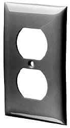 Hubbell Wiring Device-Kellems - 1 Gang, 4-1/2 Inch Long x 2.78 Inch Wide, Standard Outlet Wall Plate - Duplex Outlet, Metallic, Stainless Steel - A1 Tooling