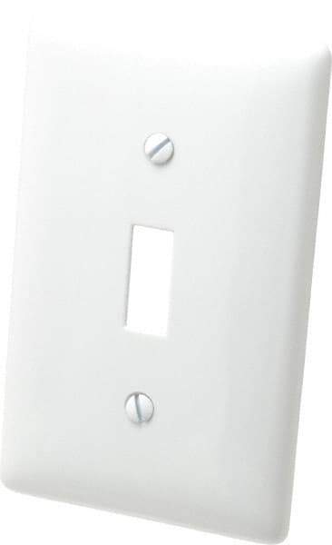 Hubbell Wiring Device-Kellems - 1 Gang, 4-1/2 Inch Long x 2.78 Inch Wide, Standard Switch Plate - Toggle Switch, White, Nylon - A1 Tooling