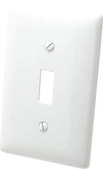 Hubbell Wiring Device-Kellems - 1 Gang, 4-1/2 Inch Long x 2.78 Inch Wide, Standard Switch Plate - Toggle Switch, White, Nylon - A1 Tooling