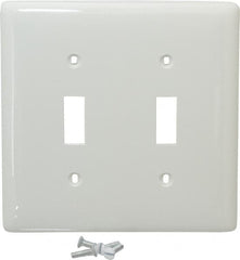 Hubbell Wiring Device-Kellems - 2 Gang, 4-1/2 Inch Long x 4.6 Inch Wide, Standard Switch Plate - Toggle Switch, White, Nylon - A1 Tooling