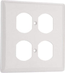 Hubbell Wiring Device-Kellems - 2 Gang, 4-1/2 Inch Long x 4.6 Inch Wide, Standard Outlet Wall Plate - Duplex Outlet, White, Nylon - A1 Tooling