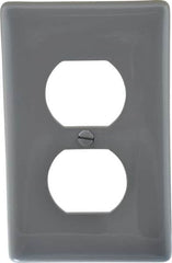 Hubbell Wiring Device-Kellems - 1 Gang, 4-1/2 Inch Long x 2.78 Inch Wide, Standard Outlet Wall Plate - Duplex Outlet, Gray, Nylon - A1 Tooling