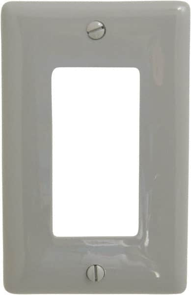 Hubbell Wiring Device-Kellems - 1 Gang, 4-1/2 Inch Long x 2.87 Inch Wide, Standard Outlet Wall Plate - Single Outlet, Gray, Nylon - A1 Tooling