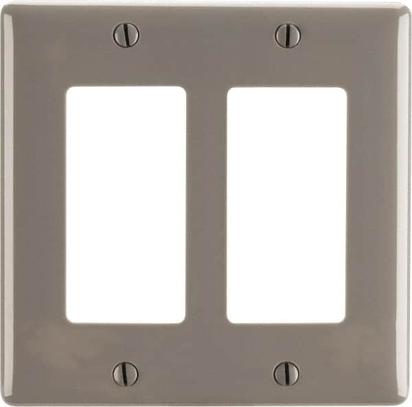 Hubbell Wiring Device-Kellems - 2 Gang, 4-1/2 Inch Long x 4.6 Inch Wide, Standard Outlet Wall Plate - GFCI/Surge Receptacle, Gray, Nylon - A1 Tooling