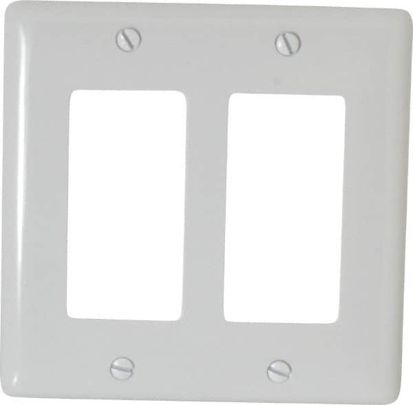 Hubbell Wiring Device-Kellems - 2 Gang, 4-1/2 Inch Long x 4.6 Inch Wide, Standard Outlet Wall Plate - GFCI/Surge Receptacle, White, Nylon - A1 Tooling