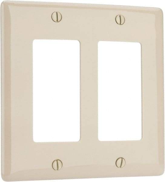 Hubbell Wiring Device-Kellems - 2 Gang, 4-1/2 Inch Long x 4.6 Inch Wide, Standard Outlet Wall Plate - GFCI/Surge Receptacle, Ivory, Nylon - A1 Tooling