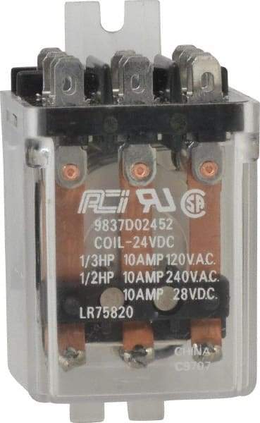 ACI - 11 Pins, Square Electromechanical Blade General Purpose Relay - 10 Amp at 240 VAC, 3PDT, 24 VDC - A1 Tooling