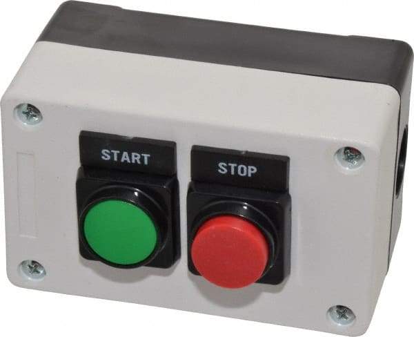 ACI - 2 Operator, Flush Pushbutton Control Station - Start-Stop (Legend), 1NO/1NC Contact - A1 Tooling