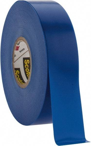 3M - 3/4" x 66', Blue Vinyl Electrical Tape - Series 35, 7 mil Thick, 1,250 V/mil Dielectric Strength, 17 Lb./Inch Tensile Strength - A1 Tooling