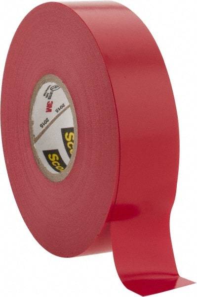 3M - 3/4" x 66', Red Vinyl Electrical Tape - Series 35, 7 mil Thick, 1,250 V/mil Dielectric Strength, 17 Lb./Inch Tensile Strength - A1 Tooling