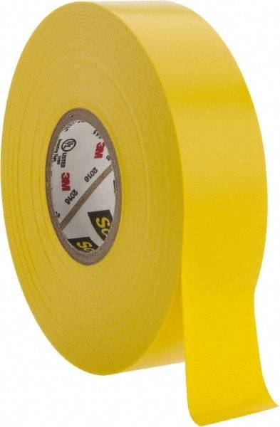 3M - 3/4" x 66', Yellow Vinyl Electrical Tape - Series 35, 7 mil Thick, 1,250 V/mil Dielectric Strength, 17 Lb./Inch Tensile Strength - A1 Tooling