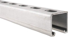 Thomas & Betts - 10' Long x 1-5/8" Wide x 1-5/8" High, 12 Gauge, Strip Steel, Half Slot Framing Channel & Strut - 0.105" Thick, Pre-Galvanized - A1 Tooling