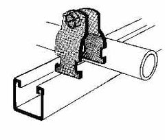 Thomas & Betts - 1-7/8" Pipe, 12 Gauge" Pipe or Tube Clamp - Gold Galvanized, 1,000 Lb Capacity - A1 Tooling