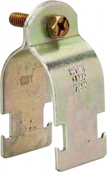 Thomas & Betts - 1-3/8" Pipe, 14 Gauge" Pipe or Tube Clamp - Gold Galvanized, 1,000 Lb Capacity - A1 Tooling