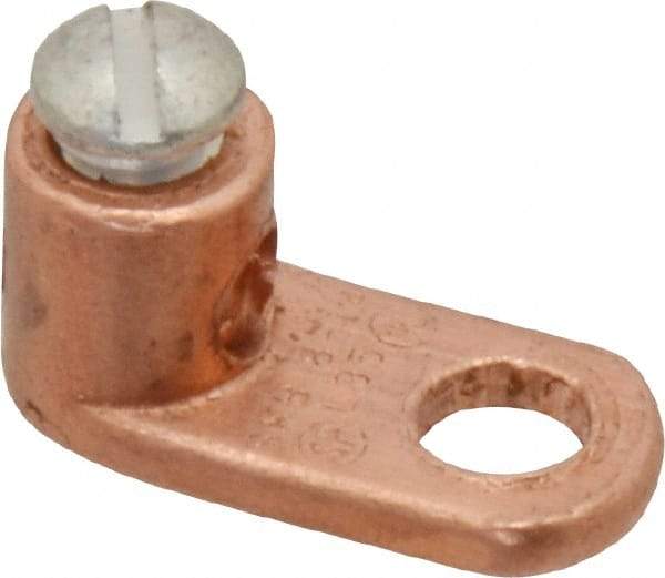 Thomas & Betts - 14-8 AWG Noninsulated Crimp Connection D Shaped Ring Terminal - 1/4" Stud, 13/16" OAL x 3/8" Wide, Tin Plated Copper Contact - A1 Tooling