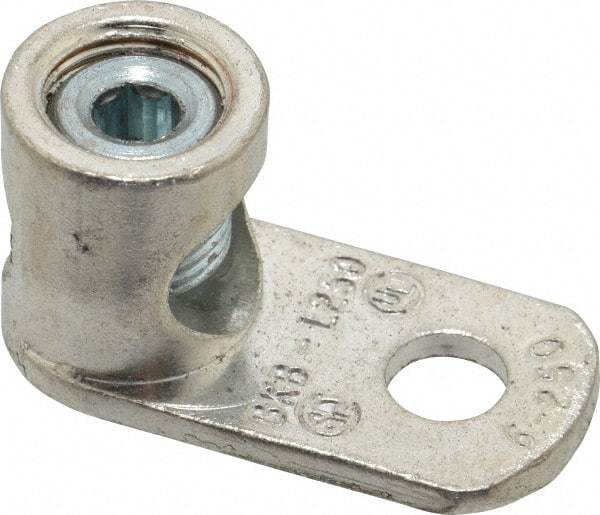 Thomas & Betts - 6 AWG Noninsulated Lug Connection D Shaped Ring Terminal - 13/32" Stud, 1-61/64" OAL x 15/16" Wide, Tin Plated Copper Contact - A1 Tooling