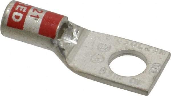 Thomas & Betts - 8 AWG Noninsulated Compression Connection Square Ring Terminal - 1/4" Stud, 1.2" OAL x 0.45" Wide, Tin Plated Copper Contact - A1 Tooling