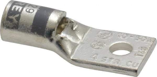 Thomas & Betts - 4 AWG Noninsulated Crimp Connection Square Ring Terminal - #10 Stud, 1.38" OAL x 0.55" Wide, Tin Plated Copper Contact - A1 Tooling