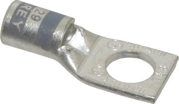 Thomas & Betts - 4 AWG Noninsulated Compression Connection Square Ring Terminal - 3/8" Stud, 1.42" OAL x 0.61" Wide, Tin Plated Copper Contact - A1 Tooling