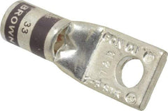 Thomas & Betts - 2 AWG Noninsulated Compression Connection Square Ring Terminal - 1/4" Stud, 1-1/2" OAL x 0.59" Wide, Tin Plated Copper Contact - A1 Tooling