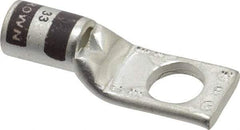 Thomas & Betts - 2 AWG Noninsulated Compression Connection Square Ring Terminal - 3/8" Stud, 1.65" OAL x 0.59" Wide, Tin Plated Copper Contact - A1 Tooling