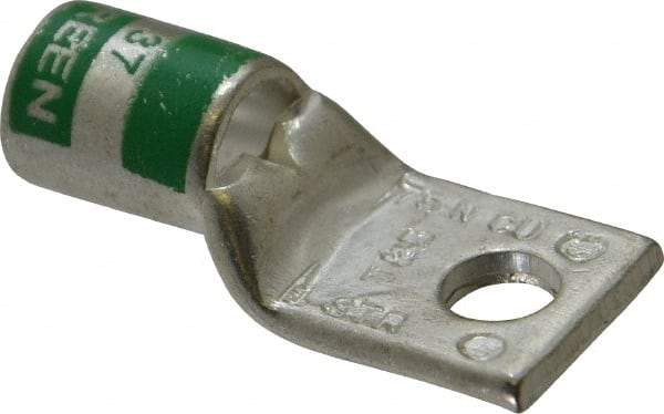 Thomas & Betts - 1 AWG Noninsulated Compression Connection Square Ring Terminal - 1/4" Stud, 1-1/2" OAL x 0.68" Wide, Tin Plated Copper Contact - A1 Tooling