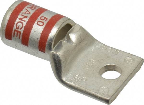 Thomas & Betts - 3/0 AWG Noninsulated Compression Connection Rectangle Ring Terminal - 1/4" Stud, 1-3/4" OAL x 0.92" Wide, Tin Plated Copper Contact - A1 Tooling