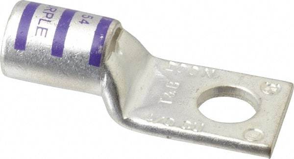 Thomas & Betts - 4/0 AWG Noninsulated Compression Connection Square Ring Terminal - 1/2" Stud, 2-1/2" OAL x 1.03" Wide, Tin Plated Copper Contact - A1 Tooling